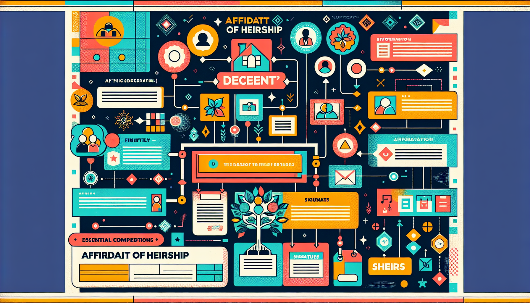 A visual representation of the key elements involved in an effective affidavit of heirship.