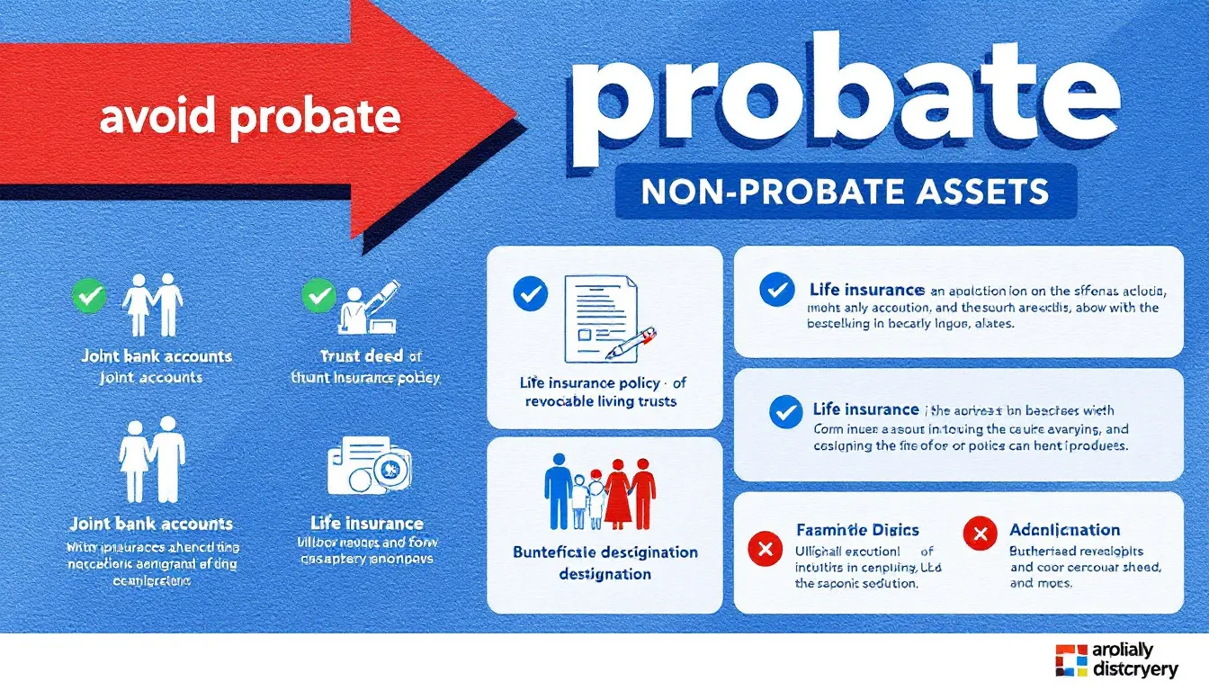 An infographic showing various non-probate assets, emphasizing how to avoid probate.