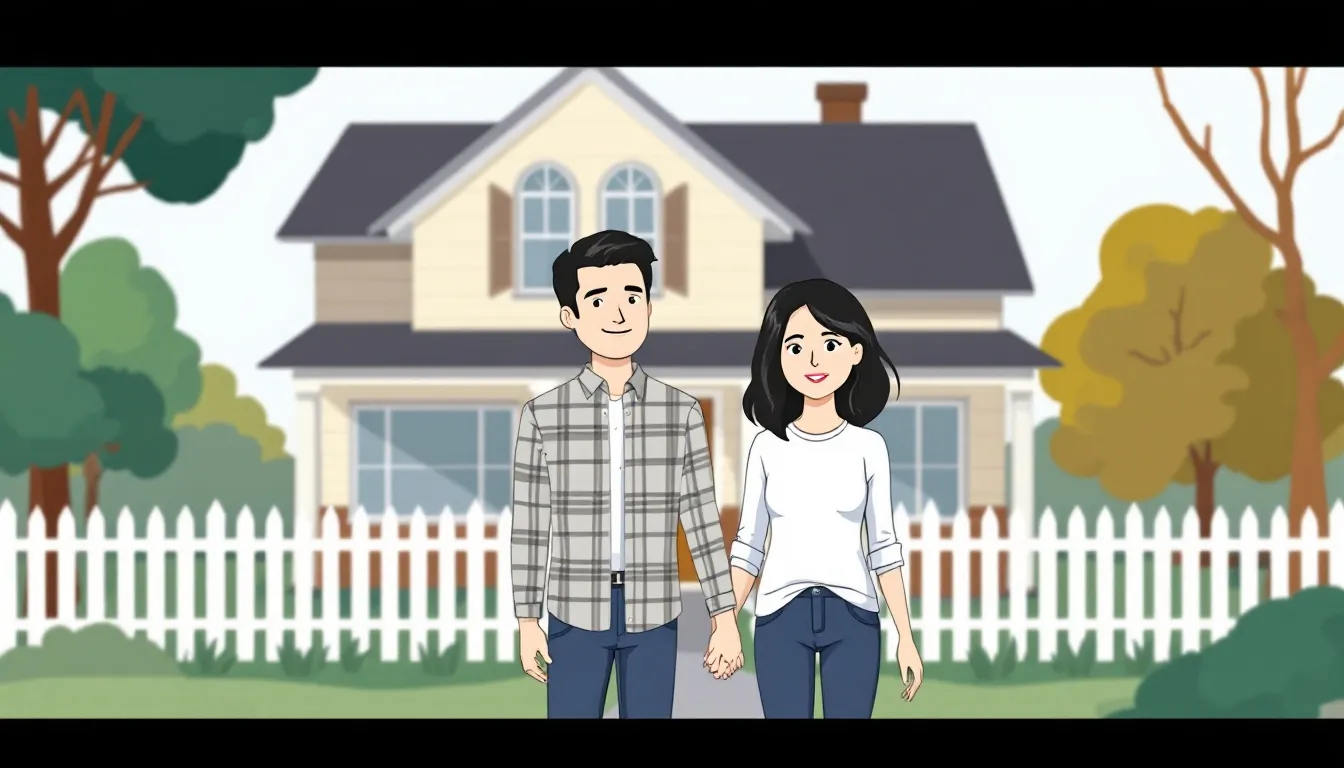 A visual representation of joint ownership with right of survivorship, showing two people holding hands with a house in the background.