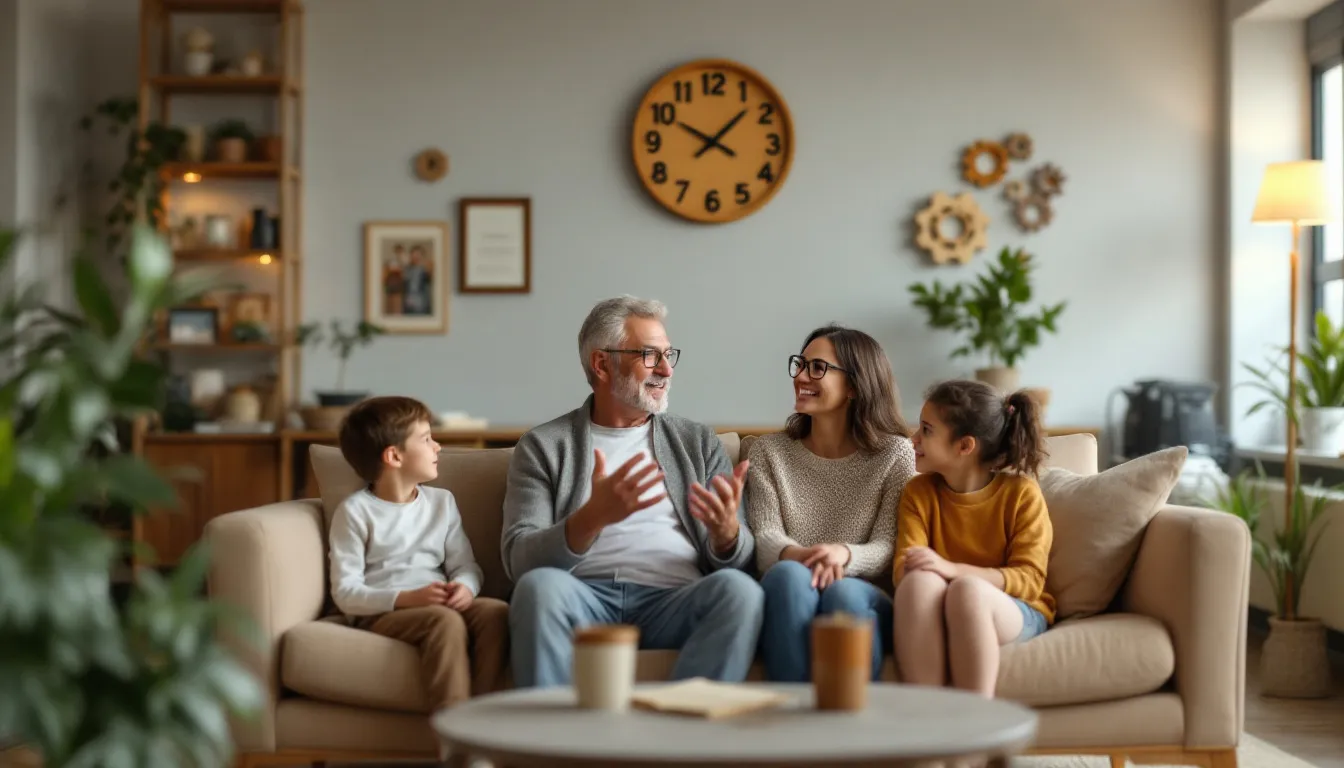 A family discussing financial planning to protect assets from nursing home costs.