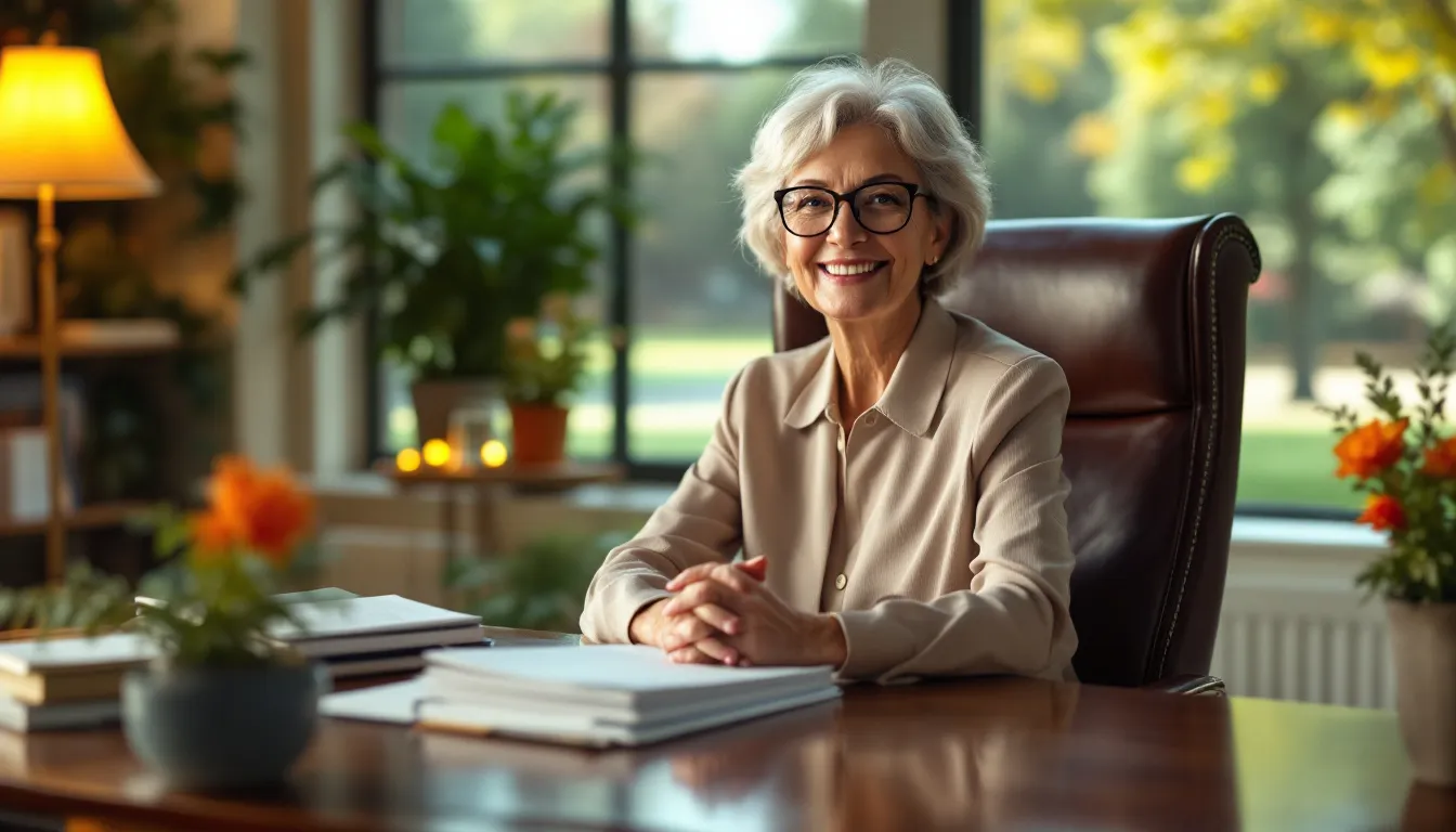 A specialized elder law attorney reviewing legal documents.