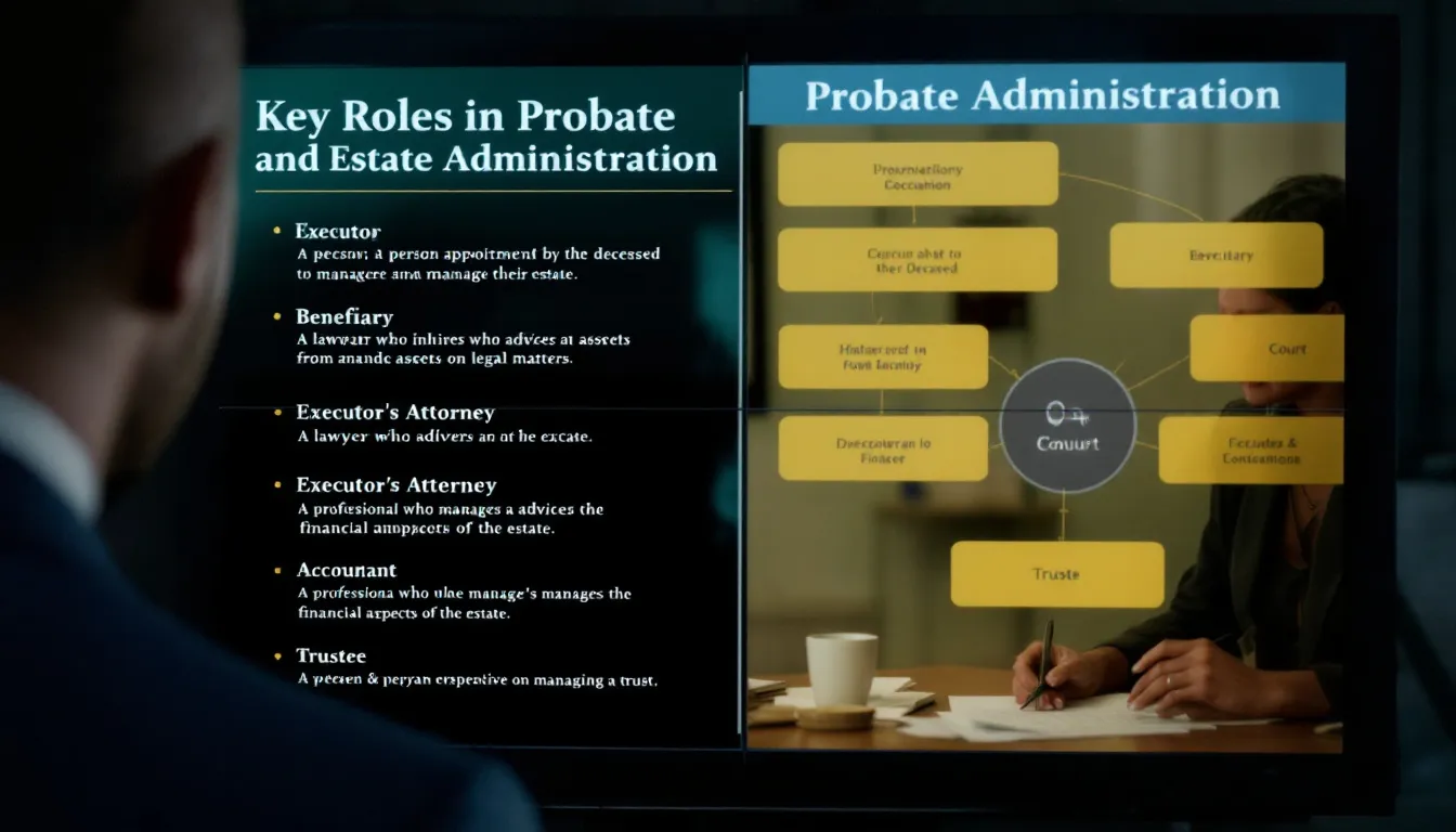 Key roles in probate and estate administration.