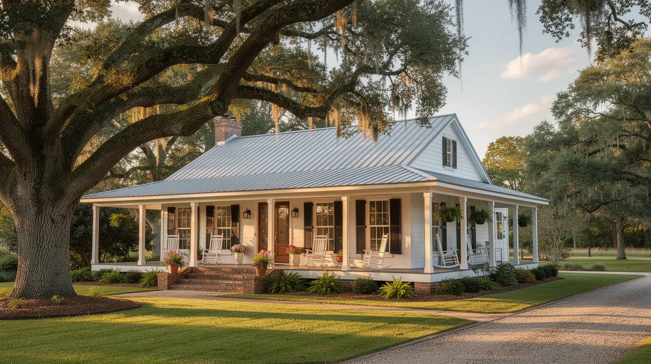 The image depicts a charming single-story home in Mississippi, featuring a wraparound porch and surrounded by mature oak trees, creating a serene atmosphere. This picturesque setting may evoke thoughts of estate planning, especially regarding the primary residence and how it relates to Medicaid eligibility and estate recovery rules.