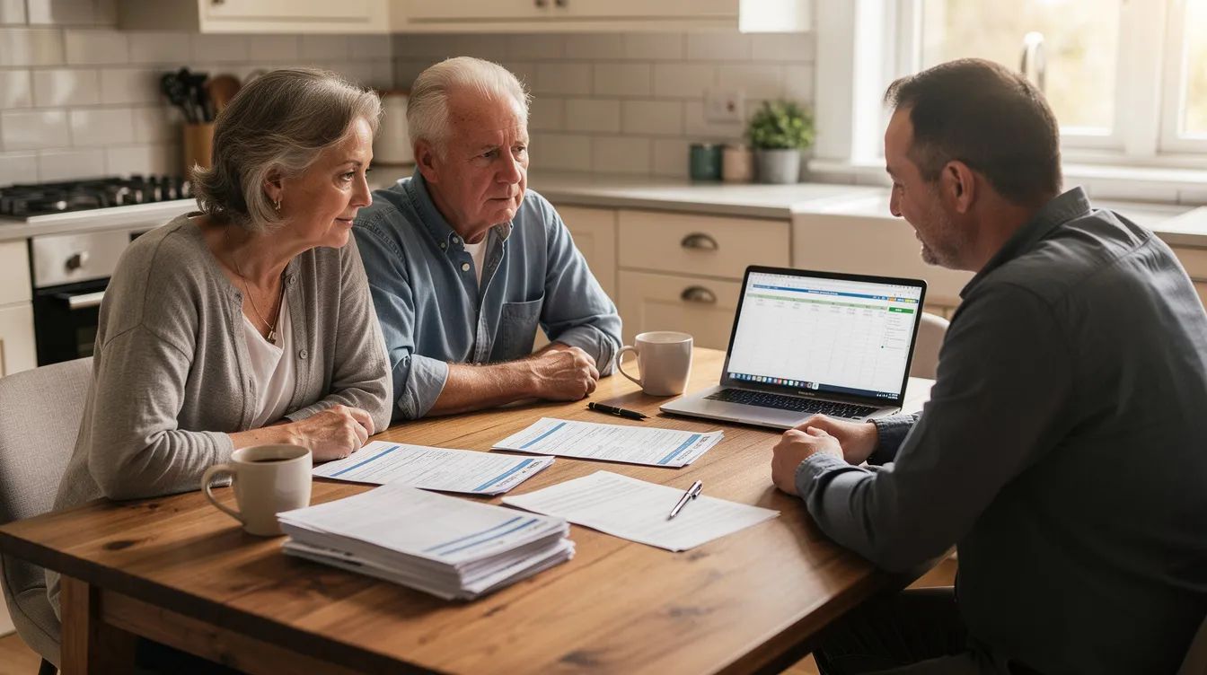 An older couple in Mississippi consulting with Ron Morton, Certified Elder Law attorney, discussing Medicaid asset protection strategies and planning for long-term care.